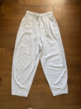 Zara Light Gray Relaxed Drawstring Track Pants